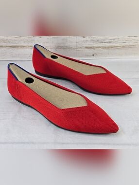 Rothy's Ballet Flats Pointed Toe Bright Red Women's Size 7